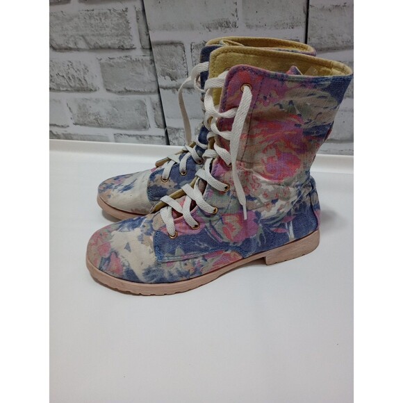 Rue 21 Sneaker Kicks High Top S 6/7 Blue White Pink Tennis Shoes - Picture 4 of 8